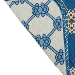 Nendle White & Blue Woven-Designed Cotton 3-Seater Sofa Cover image 5