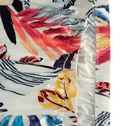 Aura White & Red Printed Stretchable Two Seater Sofa Cover With Arms image 4