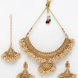 Sukkhi Gold-Plated Kundan-Studded & Beaded Jewellery Set image 5