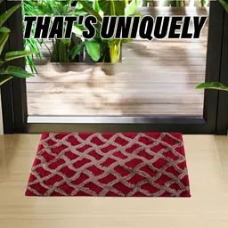 Kuber Industries Brown & Maroon 2-Pcs Self Designed Cotton Doormats image 3