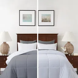 RAZZAI White & Grey Microfiber Mild Winter 210 GSM Single Bed Comforter image 5