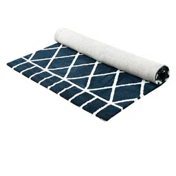 Saral Home Teal & White Printed No Shredding Cotton Carpet image 3