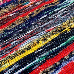 HANDICRAFT PALACE Blue & Red Hand Braided Chindi Cotton Rectangular Reversible Carpet image 3