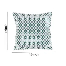 Aura Green & White 3 Pieces Geometric Square Cushion Covers image 5