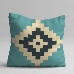 STITCHNEST Blue & Beige Set of 5 Geometric Square Cushion Covers image 2