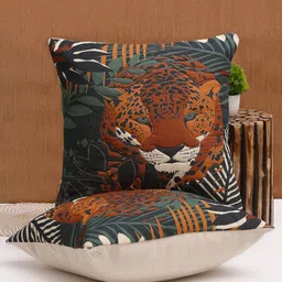 eyda Green & Brown 2 Pcs Digital Printed Cotton Square Cushion Covers image 5