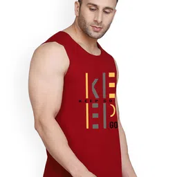 SLOWLORIS Pack Of 2 Printed Sleeveless Bio-Wash Cotton Gym Innerwear Vests image 2