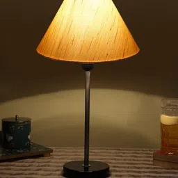 Devansh Off White Wooden & Cotton Frustum Table Lamps image 5