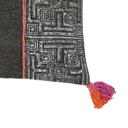 Art Avenue White & Black Geometric Patchwork Cotton Square Cushion Cover image 2