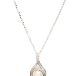 Clara 92.5 Women Sterling Silver Real Pearl Pendant With Chain Gift image 3