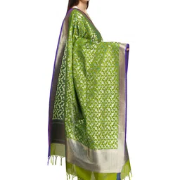 Exotic India Woven Design Banarasi Brocade Silk Dupatta with Zari image 3