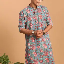SHVAAS by VASTRAMAY Floral Printed Thread Work Pure Cotton Kurta image 2