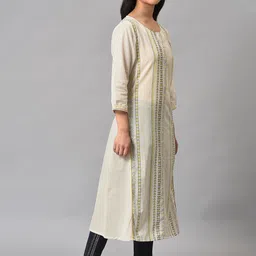 W Geometric Printed Round Neck Pure Cotton A-Line  Kurta image 3