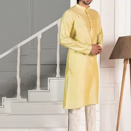 KISAH Mandarin Collar Cotton Straight Kurta image 3