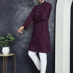 Anouk Ethnic Motifs Mandarin Collar Cotton Silk Straight Kurta image 4