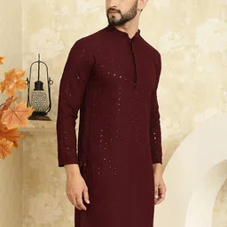 SOJANYA Ethnic Motifs Embroidered Sequinned Pure Cotton Kurta image 4