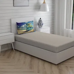 Boutique Living India Globe Trotter Grey 200 TC Cotton Single Bedsheet & 1 Pillow Cover image 2