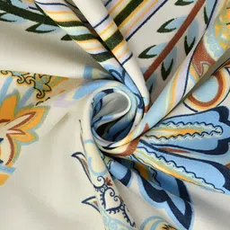 BREVARD Off White & Yellow Floral Print 210 TC Single Bedsheet With 1 Pillow Cover image 2