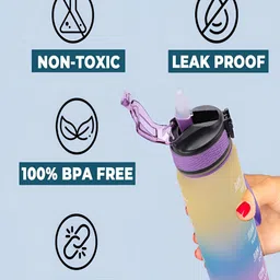 Kuber Industries Purple & Yellow Set of 5 Plastic Printed Water Bottle image 4