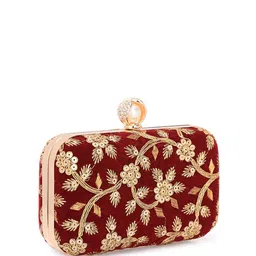Anouk Red Embellished Box Clutch image 3