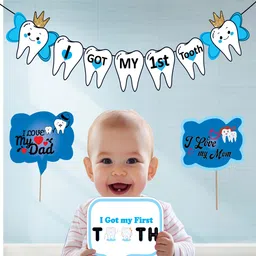 xzotic I GOT MY FIRST TOOTH PHOTOBOOTH PROPS AND BANNER FOR KIDS Photo Booth Board image 4