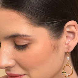 SOHI Gold-Plated Contemporary Drop Earrings-picture-44