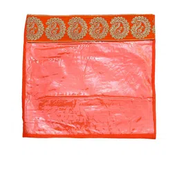 Kuber Industries Set Of 12 Orange & Transparent Zari Border Flip Single Packing Saree Cover Organizers image 4