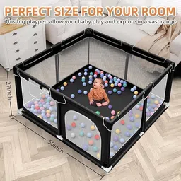 kartaharta Baby Playpen with Ball – Portable Play Yard with Breathable Mesh Panels (black) image 5