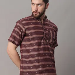 Enchanted Drapes Striped Mandarin Collar Pure Cotton Kurta image 5