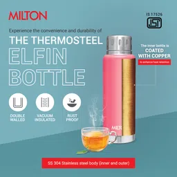 milton Elfin 300 Thermosteel Water Bottle, ISI Certified, 24 Hr Hot and Cold 300 ml Flask image 3