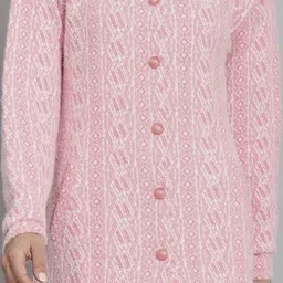 ewools Women Woven Round Neck Pink Sweater-picture-12