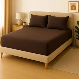 vas collections Fleece King Fitted (Elastic) 320 TC Solid Bedsheet-picture-10