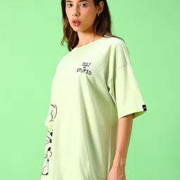 Bewakoof x Official Garfield Merchandise Be Stupid Typography Print Oversized T-shirt image 2