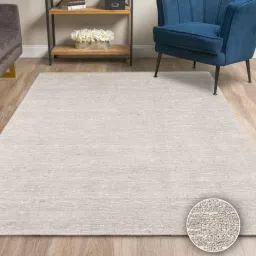 kaleen india Off White Abstract Wool & Viscose 9 x 12 Feet Hand Woven Carpet image 1