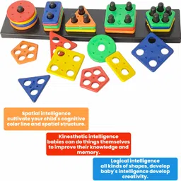 smartkids Geometric Plastic Blocks,Sorting & Stacking Toys for Toddlers and Kids Preschool image 3
