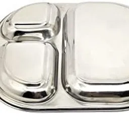 sonanshi 3 in 1 Pav Bhaji Plate/Compartment Plate Bhojan Thali with 3 Sections Mess Trays Sectioned Plate image 2