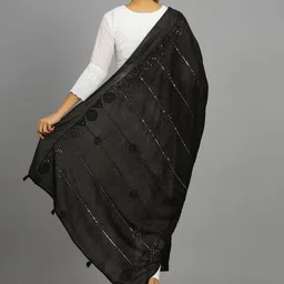 ravaiyaa - attitude is everything Polyester Embellished Black Women Dupatta image 4
