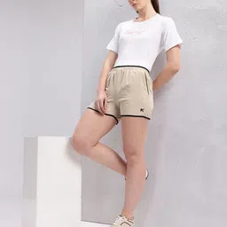 hrx by hrithik roshan Solid Women Beige Regular Shorts image 4