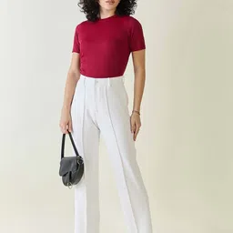 kotty Women Regular Fit White Viscose Rayon Trousers image 2