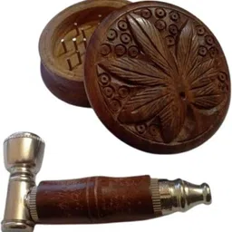 hippnation Wooden Grinder with Metal Pipe Hand Muller Grinder image 2