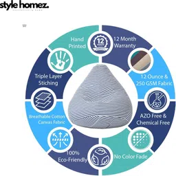 style homez 4XL Classic Cotton Canvas Stripes Printed Teardrop Bean Bag With Bean Filling image 5