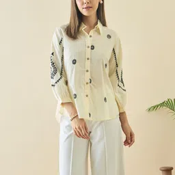 zummer Women Regular Fit Self Design Spread Collar Casual Shirt-picture-18