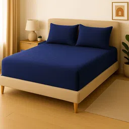 vas collections Fleece King Fitted (Elastic) 320 TC Solid Bedsheet-picture-13