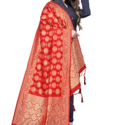 hyphoria Jacquard Printed Red, Dark Blue Women Dupatta image 3