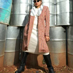 campus sutra Polyester Checkered Coat For Women image 2