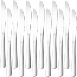 Silver Jam Spreader Knife, Serrated Food Knife, Silverware Cutlery Butter Knives Stainless Steel Steak Knife Set-image-30