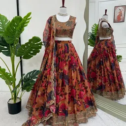 man priya trendz Printed Semi Stitched Lehenga Choli image 1