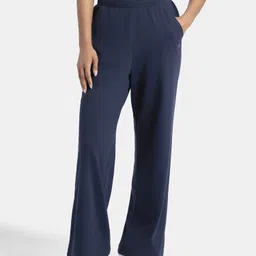 jockey A158 Super Combed Cotton Rich Women Solid Dark Blue Track Pants-picture-18