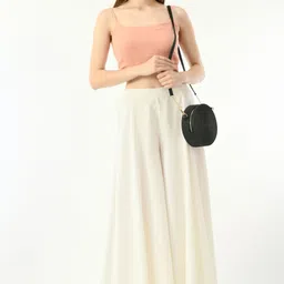 vesfrita Women Regular Fit Beige Georgette Trousers image 4