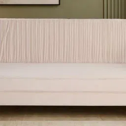 casacraft from pepperfry Larenzo Velvet 3 Seater Sofa In Beige Color image 1